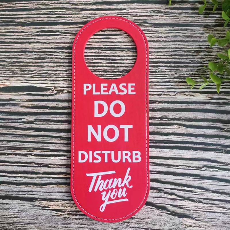 Door Sign Hanger Tags Pu Leather Cleaning Label Do Not Disturb Signs Double-Sided Unique Pattern Convenient Useful Hanging Tag
