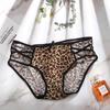 Women Bownot Transparent Low waist Leopard Panties Lace Thongs Briefs Underwear