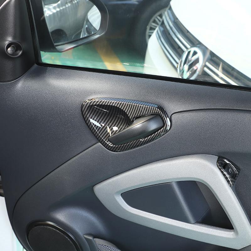 Car Door Armrest Handle Cover Carbon Fiber For Mercedes Smart Fortwo 451 2009-2014 Trim Door Bowl Frame Stickers Interior