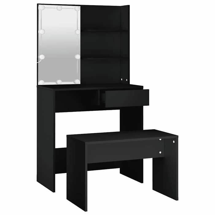 VidaXL Vanity Set with LED, Cosmetic Table with Mirror and Stool, Bedroom Makeup Desk, 3114108