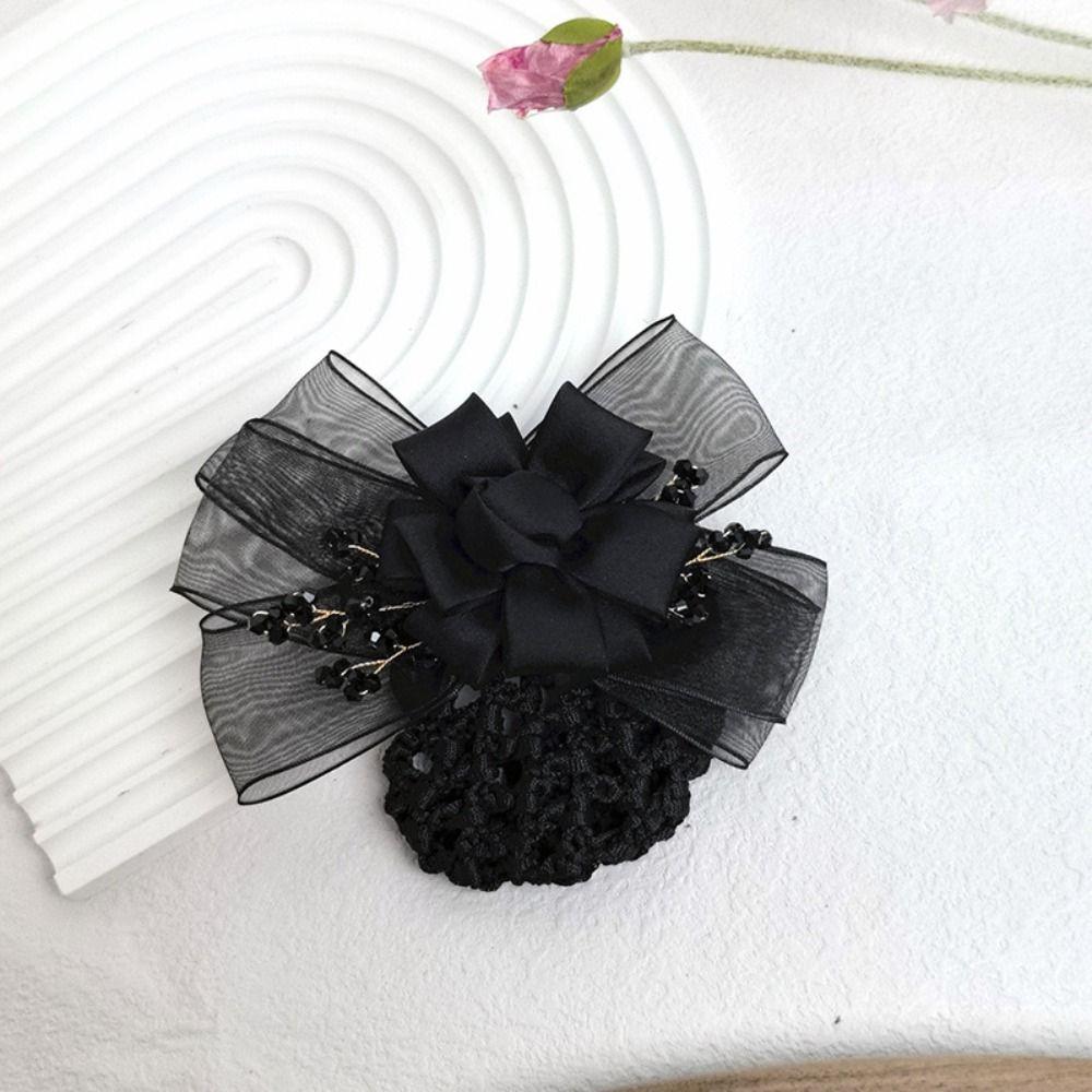 Exquisite Flower Hair Bun Sweet Hairgrips Cover Net Vintage Korean Bun Snood  Flight Attendant