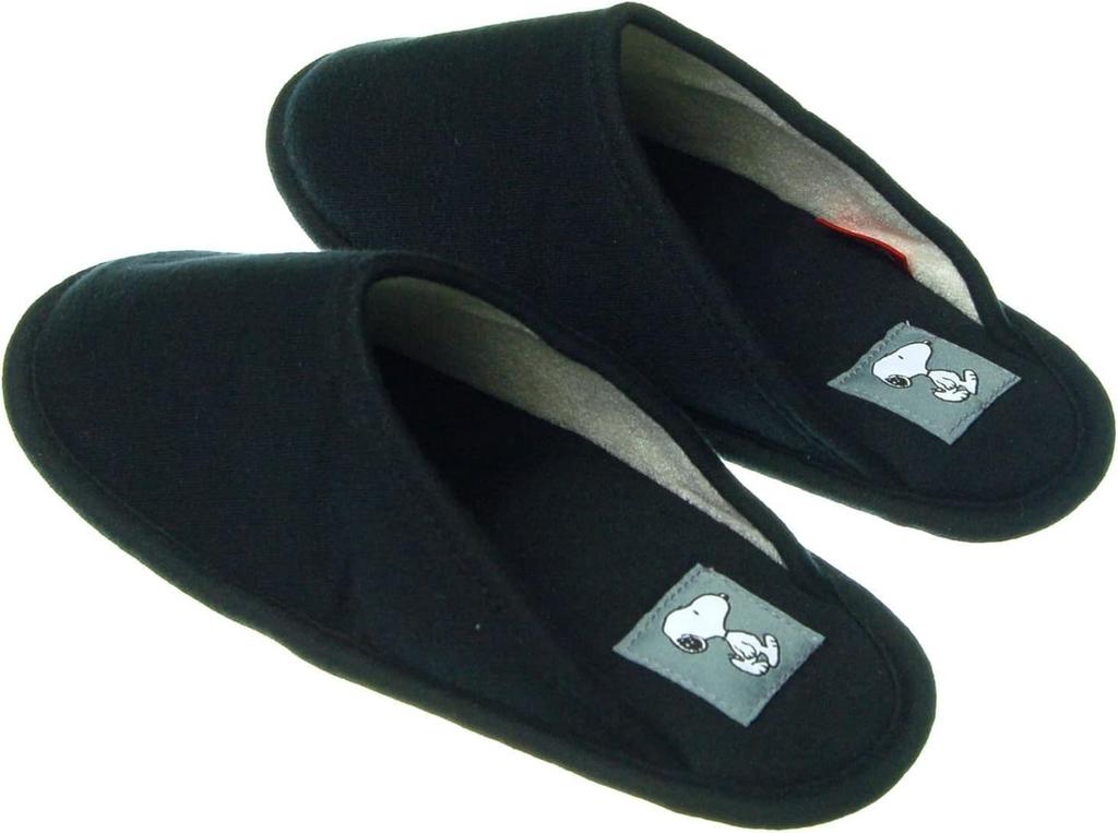 and easy to walk in Stylish 24cm Room Indoor and for Guests [Snoopy] Cute, comfortable, [Nippon Slippers] [Character] Black, (231651) Slippers, Shoes,