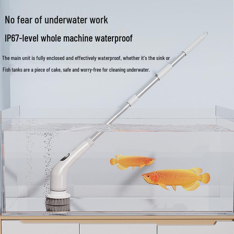Electric Multi-functional Cleaning Brush with LCD & Retractable Handle for Fish Tanks, Kitchens, and Bathrooms