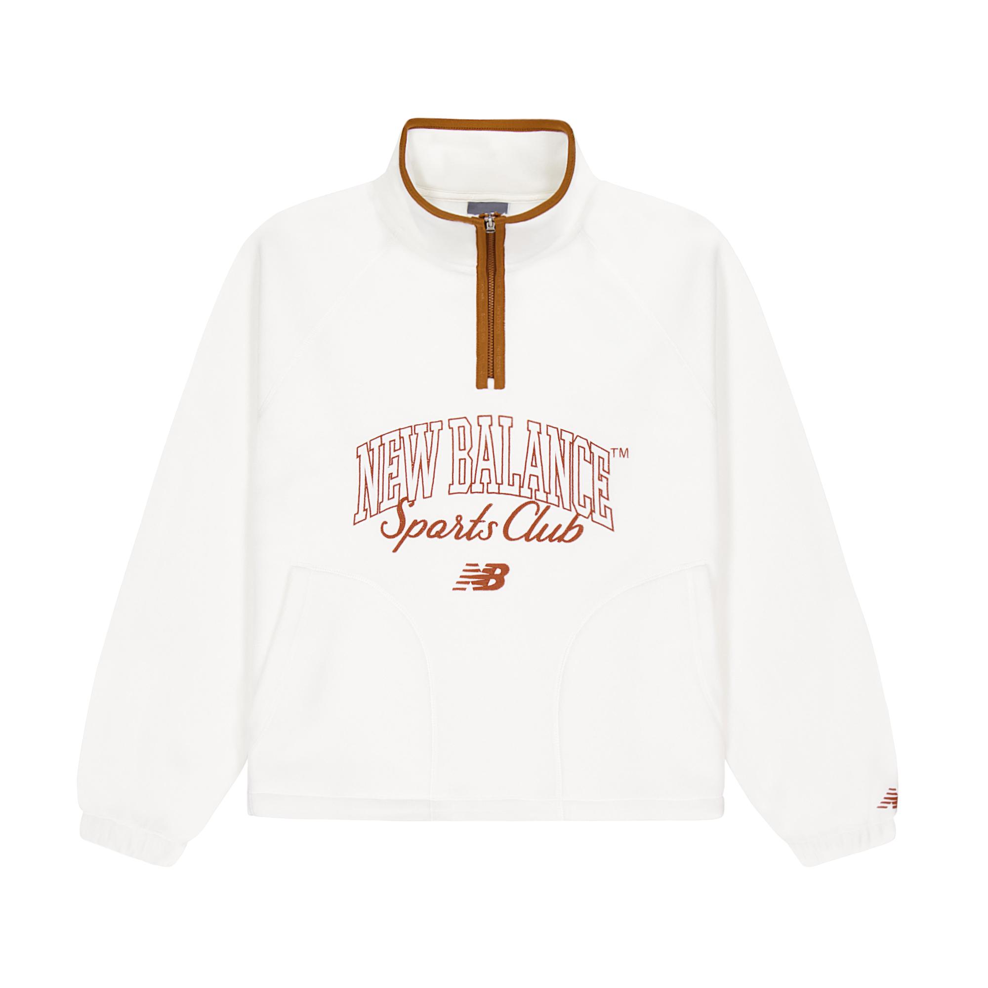 New Balance Sweatshirts Women s Ivory White Stand Collar Moderate NCF42632-IV L