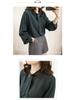 Women's Plus Size Autumn Lantern Sleeve Chiffon Shirt - Solid Color, Loose Fit, Long Sleeve, Korean Style