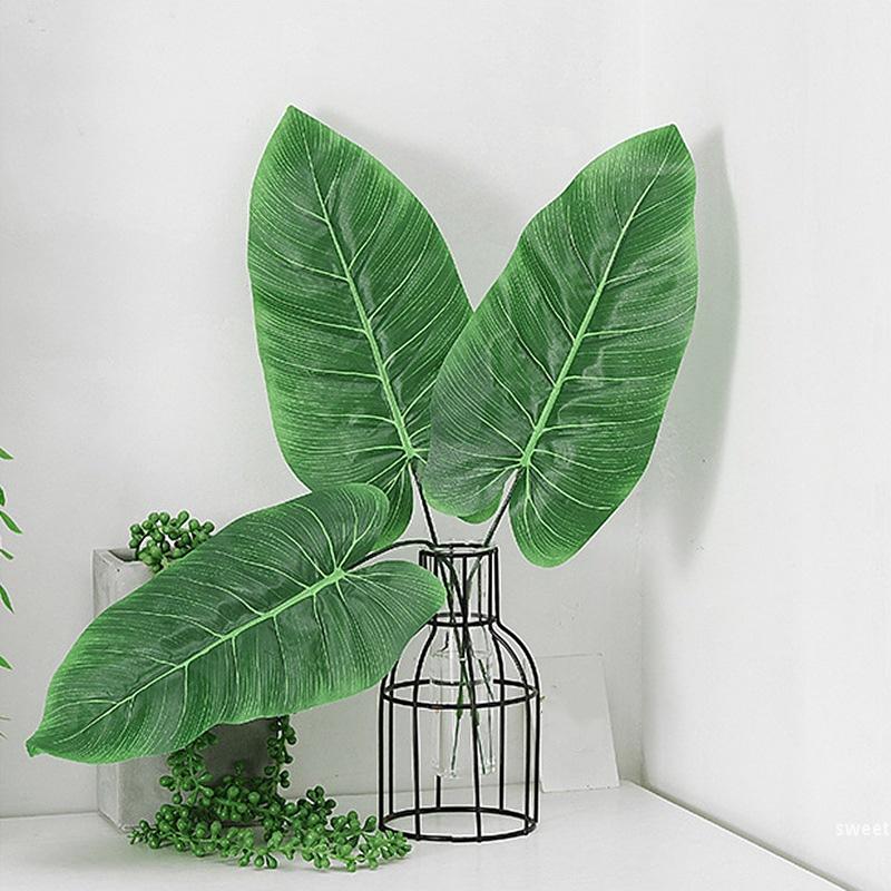 Artificial Monstera Leaves Hawaiian Style Jungle Wedding Birthday Party Decoration Hotel Dinner Table Decor Fake Plant Walls