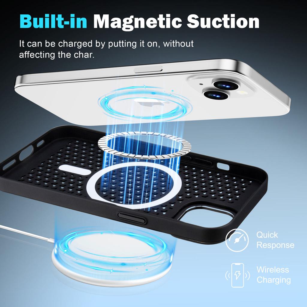 For Apple 15pro Magnetic Case for IPhone Hollow Heat Dissipation Anti-fall Mobile Phone Protective Cover Magnetic Heat Dissipation