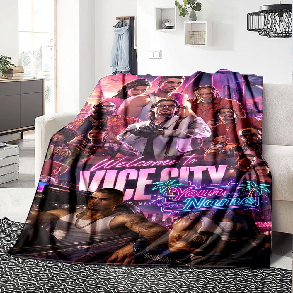 Gta Personalized Name Blanket Multi-purpose Personalized Blanket Soft Warm Cozy Perfect for Livingroom Office Picnics Chair for All Occasions