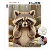 Sparkling Pearl Painting on Stretched Frame Cute Raccoon DIY Bead Art Canvas Relaxing Hobby Gift for Craft Lovers Home Wall Decor Idea