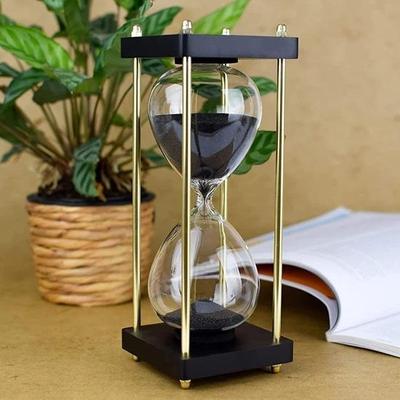 25.4 Cm Beautiful Sand Timer with Wooden Base Hourglass 30 Min Unique Sand Watch Best for Dining Room Study Room Kitchen Yoga Working Item