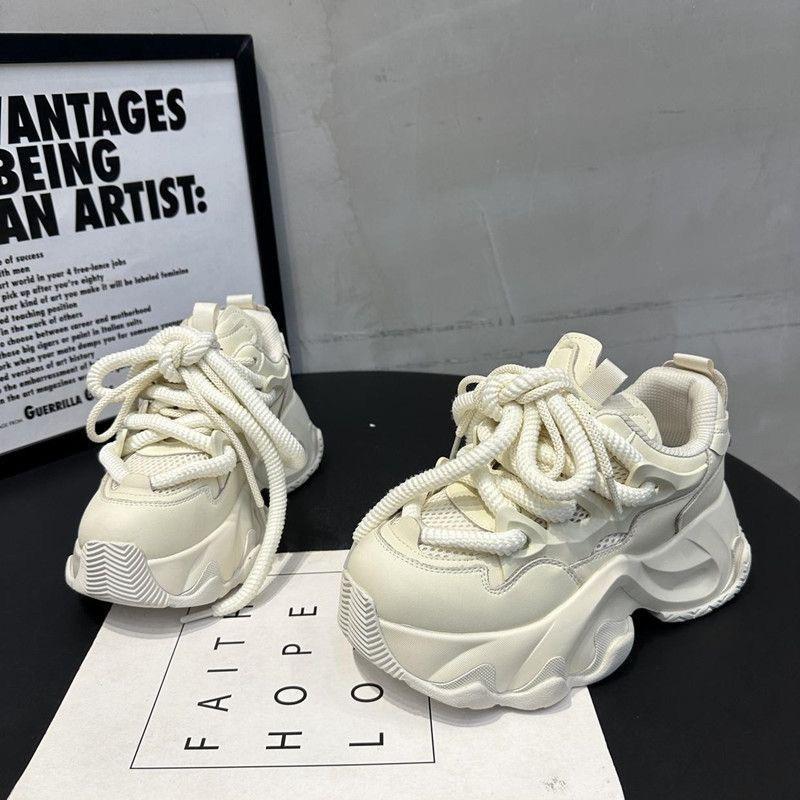 Fashion Sneakers Women New Autumn Hidden Heel Platform Sports Dad Shoes Woman Lace Up Breathable Mesh Casual Shoes 2026