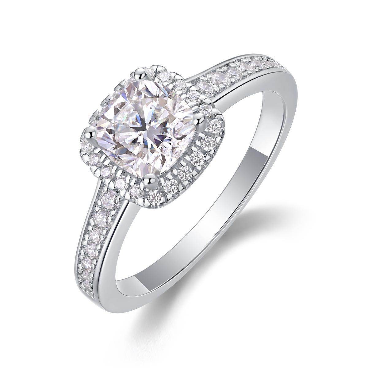 

S925 Silver Blazing Ring Moissanite With Closed Ring Beauty 5