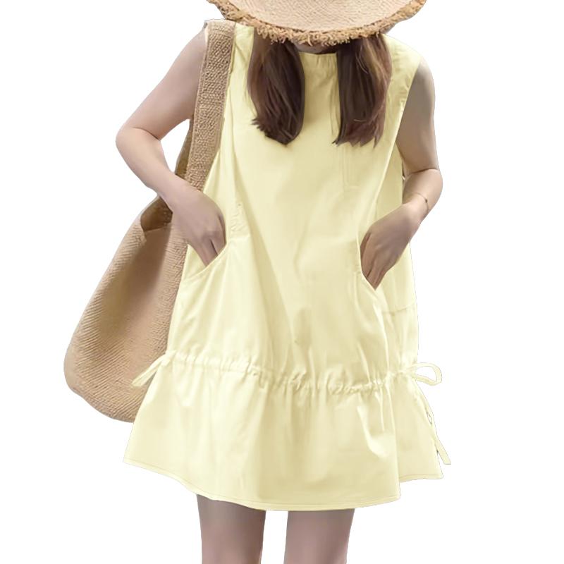 

ZANZEA Женское повседневное платье с круглым вырезом, свободное летнее платье без рукавов 5XL жёлтый