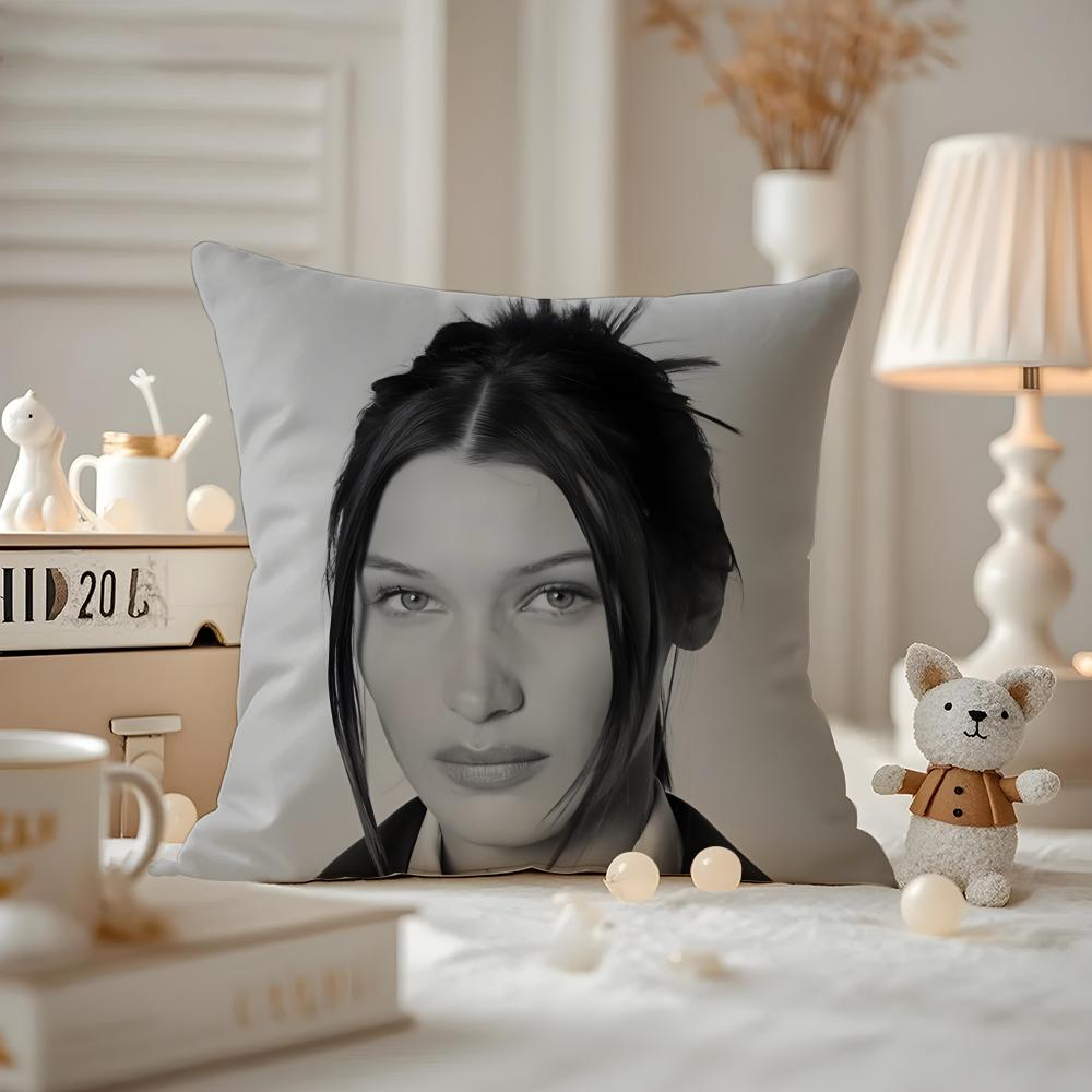 

Bella Hadid Cushion Cover Pattern Printed Pillowcase For Living Room Sofa Cushion Cover & Bedroom Decor 12x12Inch
