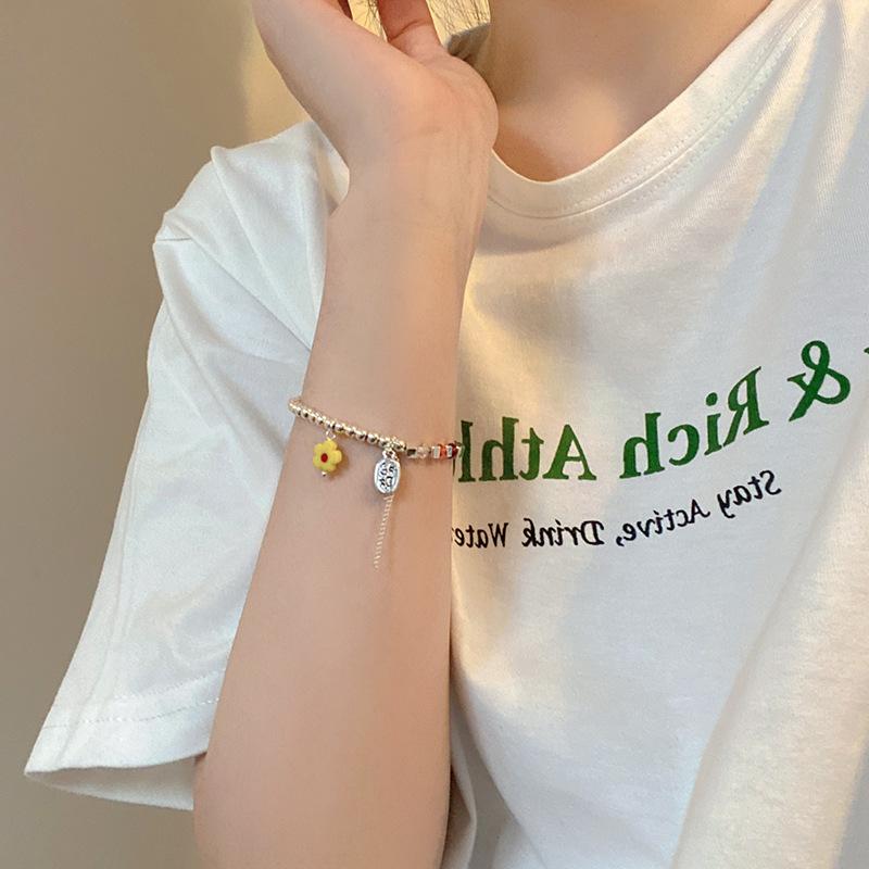 Internet famosa verão colorido pulseira de contas de cristal para mulheres instagram nicho nova moda flor melhor amigo pulseira