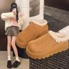 2025 Snow Boots for Women Cashmere Warm Platform Without Heel-covered Hair Half Slipper Cotton Shoes for Women