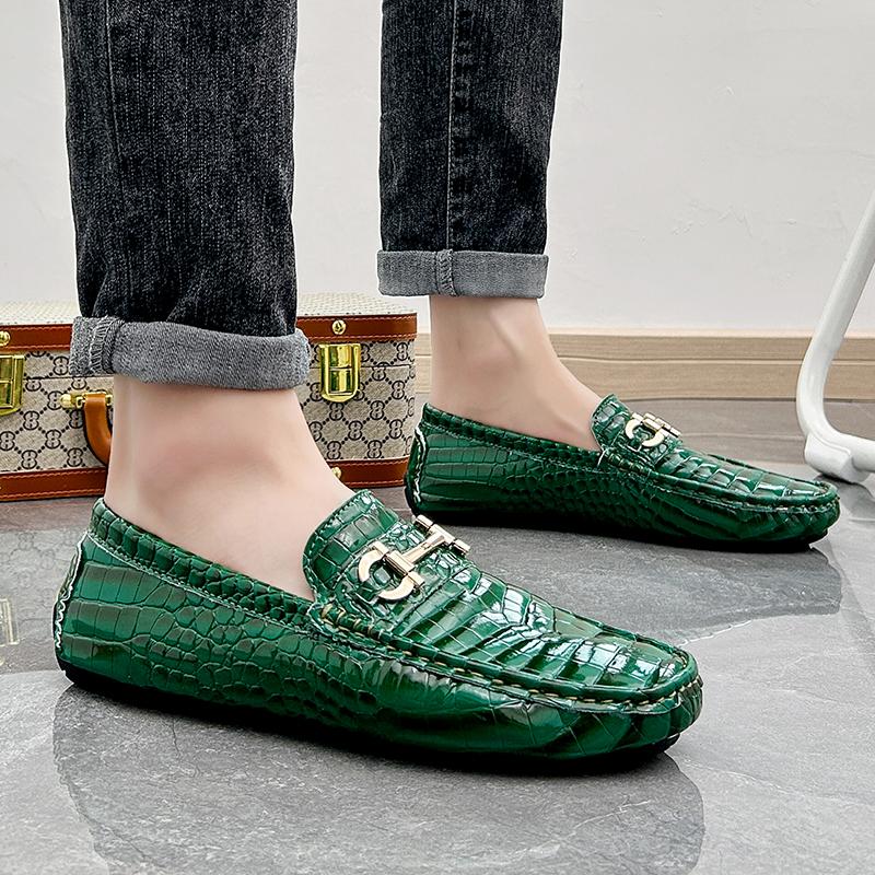 Fashion Hot Sale Loafers Crocodile Pattern Mens Slip on Club Shoes Male Comfortable Casual Shoe 2024 Fashion All-match Gentleman Shoes