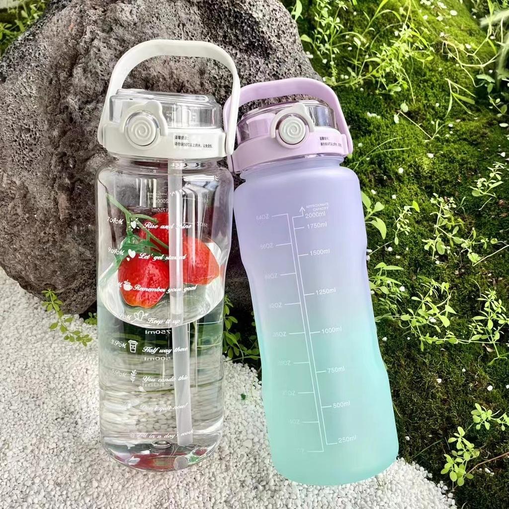 Summer Sports and Fitness Large-capacity Handle Pot Double Drinking Mouth High Value High Temperature Resistant Outdoor Portable Water Cup with Straw