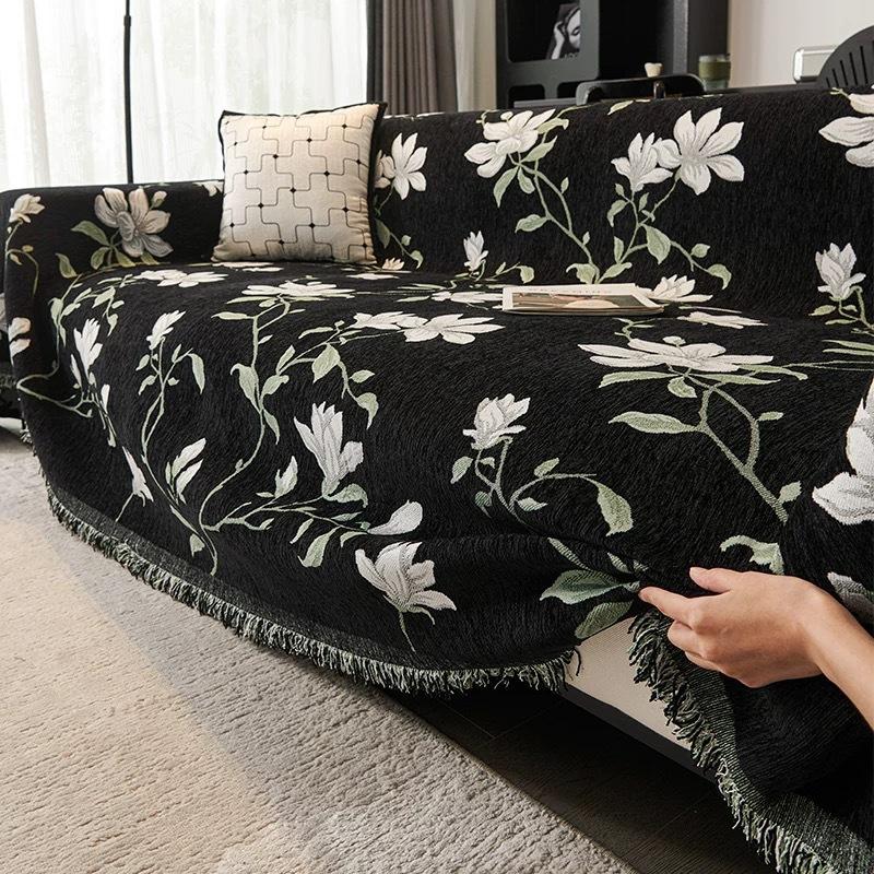 Sofa Cover Vintage American Style Chenille Sofa Towel Anti Cat Scratch Light Luxury Cushion Cover Blanket Home Textile