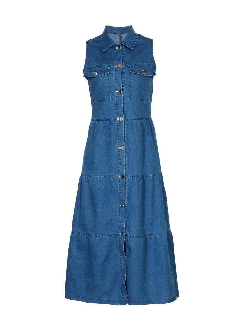 Women's European & American Sleeveless Denim Dress - Spring/Summer Fashion, Slimming, Single-Breasted