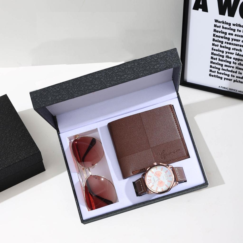 Weihnachtsgeschenkset: Ledergürtel, Uhr, Brieftasche für Freund