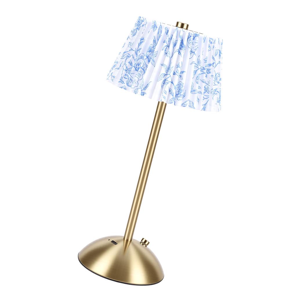 Pleated Table Lamp Cordless Touch Control   1200mAh Rechargeable Battery Operated Nightstand Lamp for Bedroom Living Room