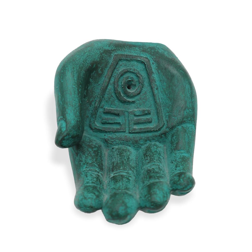 Incense Burner Stone Hand Earth Protect Green