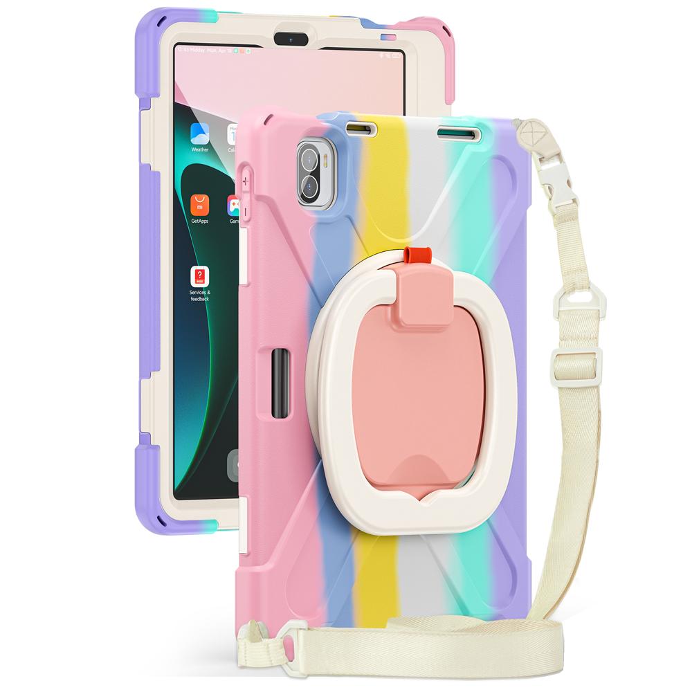 Portable Tablet Cases for 11.0'' Xiaomi Pad 5/Pad 5 Pro 5G Case Mi Pad5 Cover Shockproof Fundas Silicone+PC Rotate Stand Shell