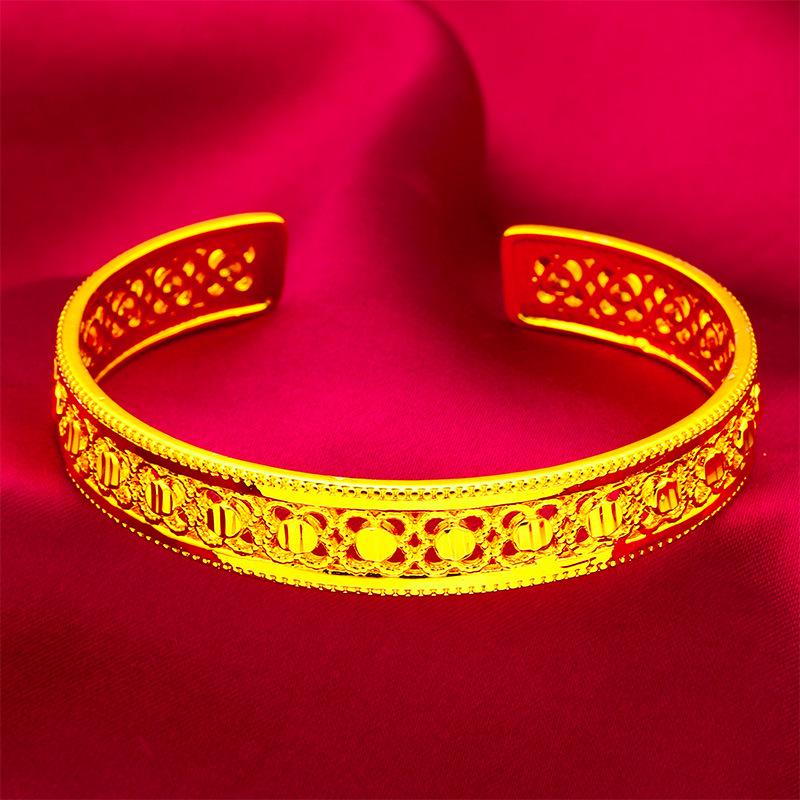 Vietnam Sand Gold Women's Open Leaf Rhombus Bracelet