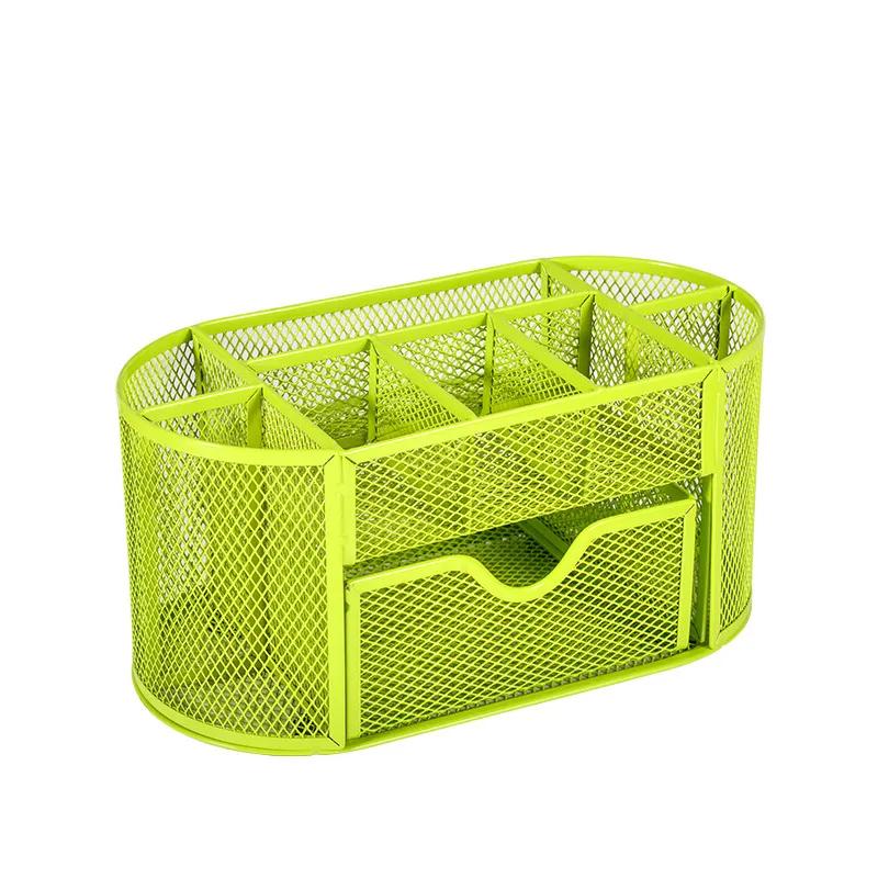 Wholesale Metal Pen Holder Creative Desktop Storage Nine Grid Multi Functional Pen Holder Storage Box Student Stationery Supplies YLE238