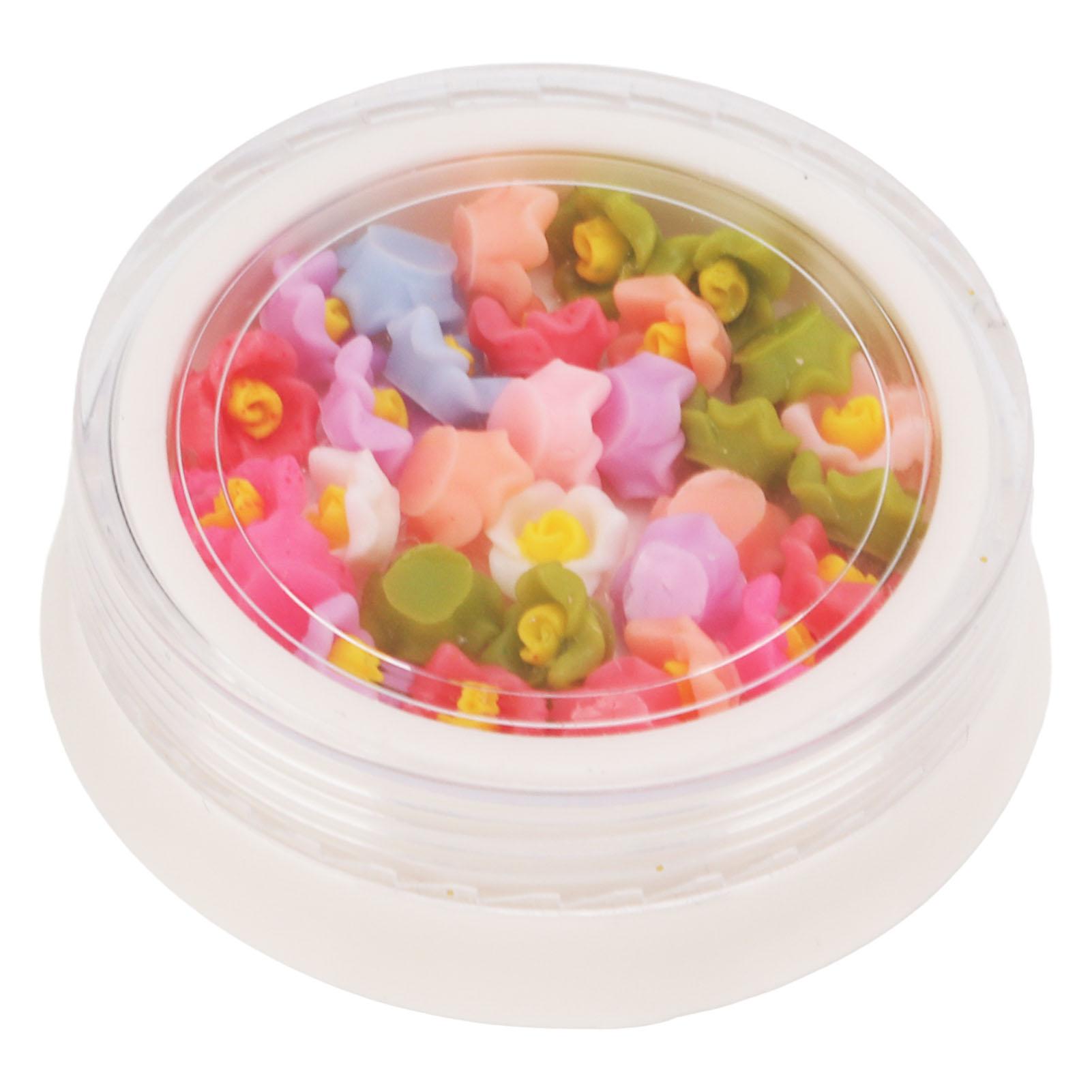 1 Box Nail Flowers Portable Colorful 3D Three Dimensional Mini Flower DIY Nail Decorations