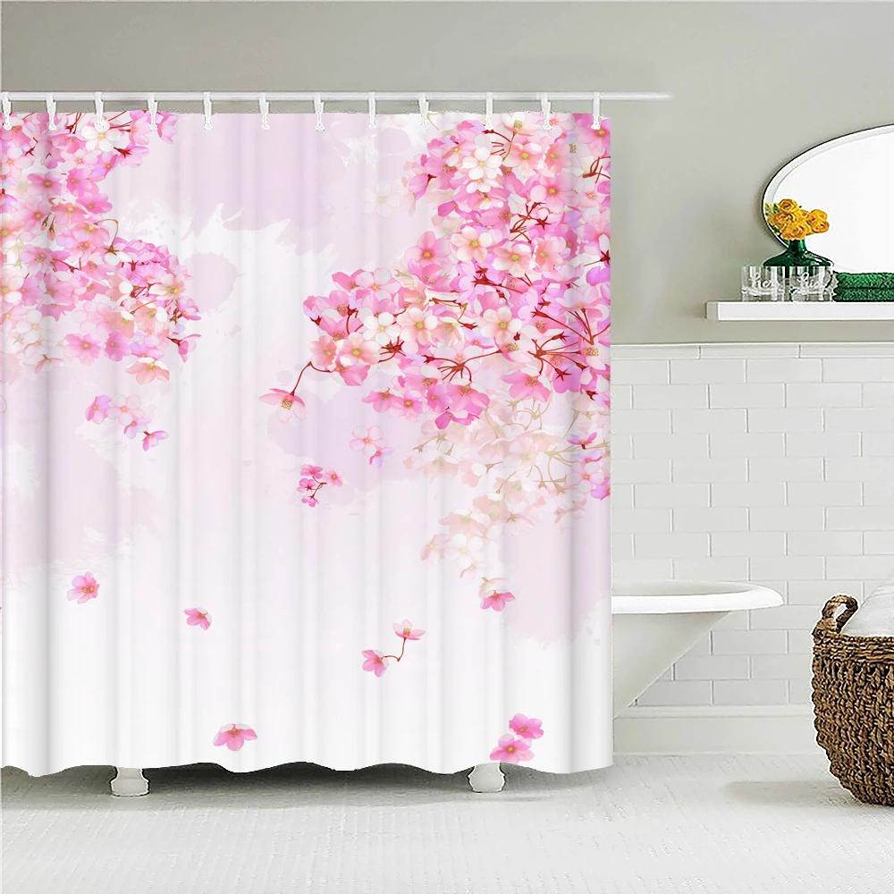 Japanese Sea Waves Koi Spray Fabric Shower Curtain Bathroom Curtains Plum Blossoms Mount Fuji Landscape Bath Screen With Hooks