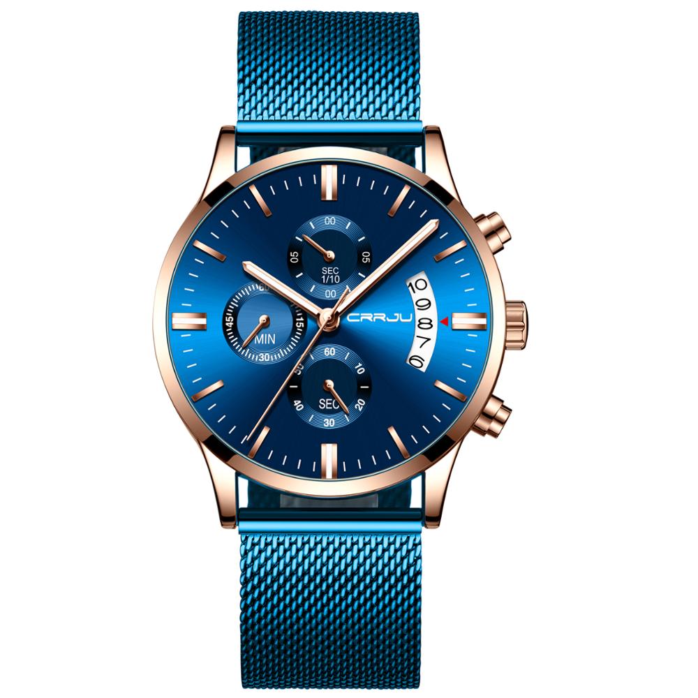 CRRJU 2273 Hight Quality Custom Brand Mens Clock Costume Mesh Band Water Resistant Chronograph Low Moq Sports Watch Design
