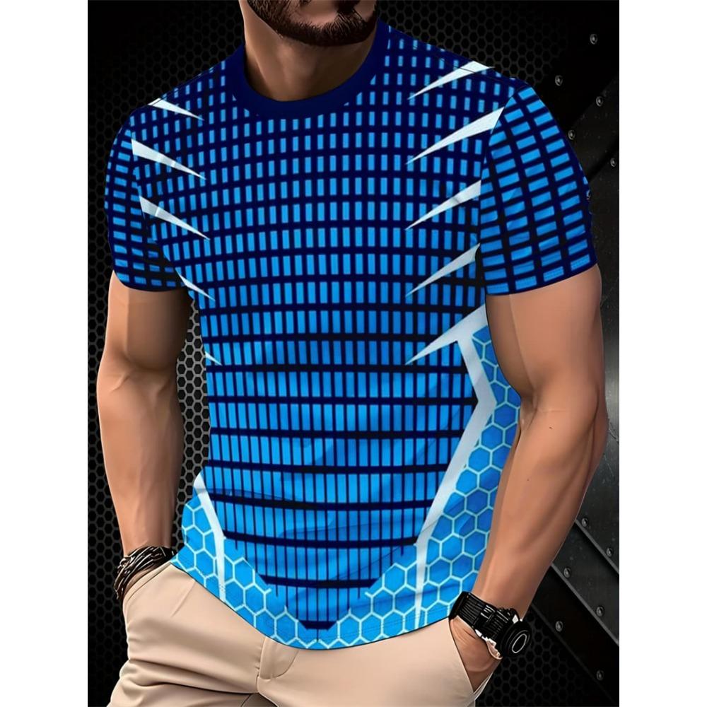 Summer casual short sleeved 3D printed fitness T-shirt, loose and quick drying T-shirt