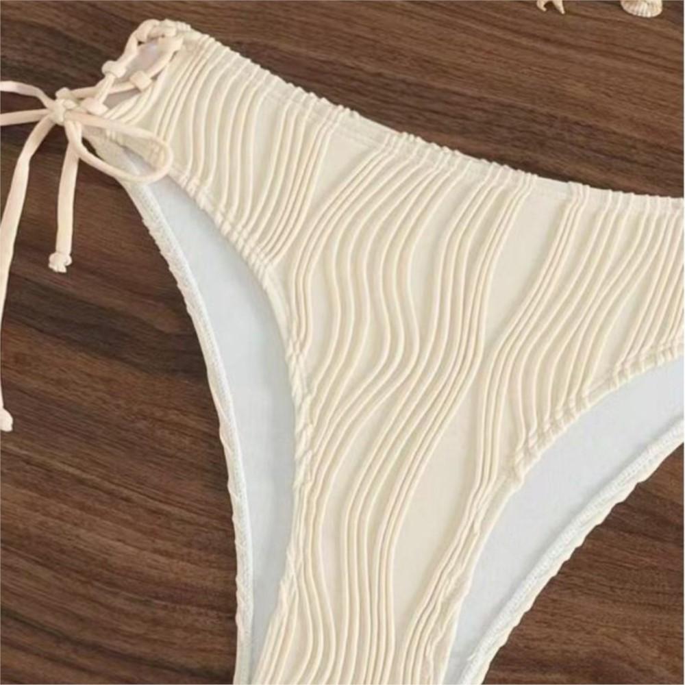 Women's Bikinis And Tankinis New Swimsuit Sexy Halter Neck Bikini Two Piece Set Solid Color Leace-up Backless Temperament Trendy