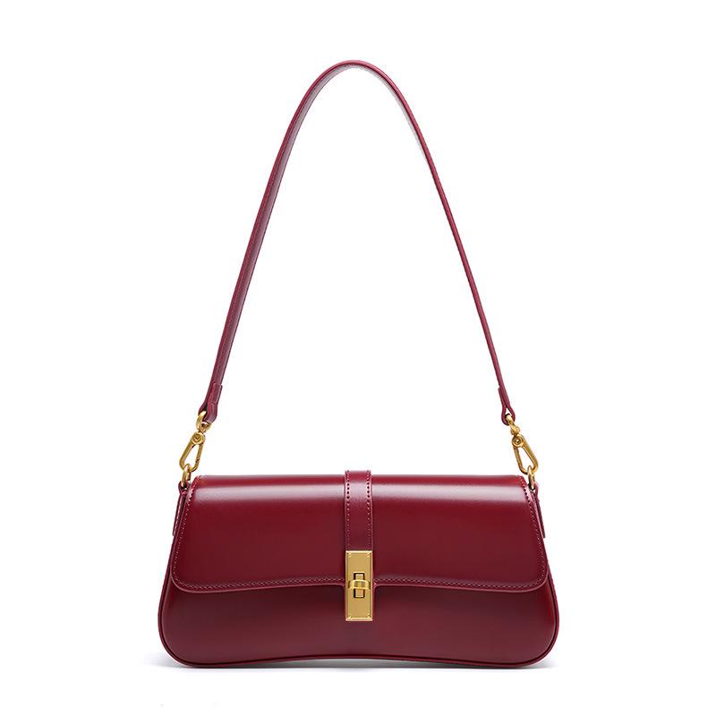 High-Quality Cowhide Baguette Shoulder Bag – 2025 Women's Versatile Armpit/Messenger Style