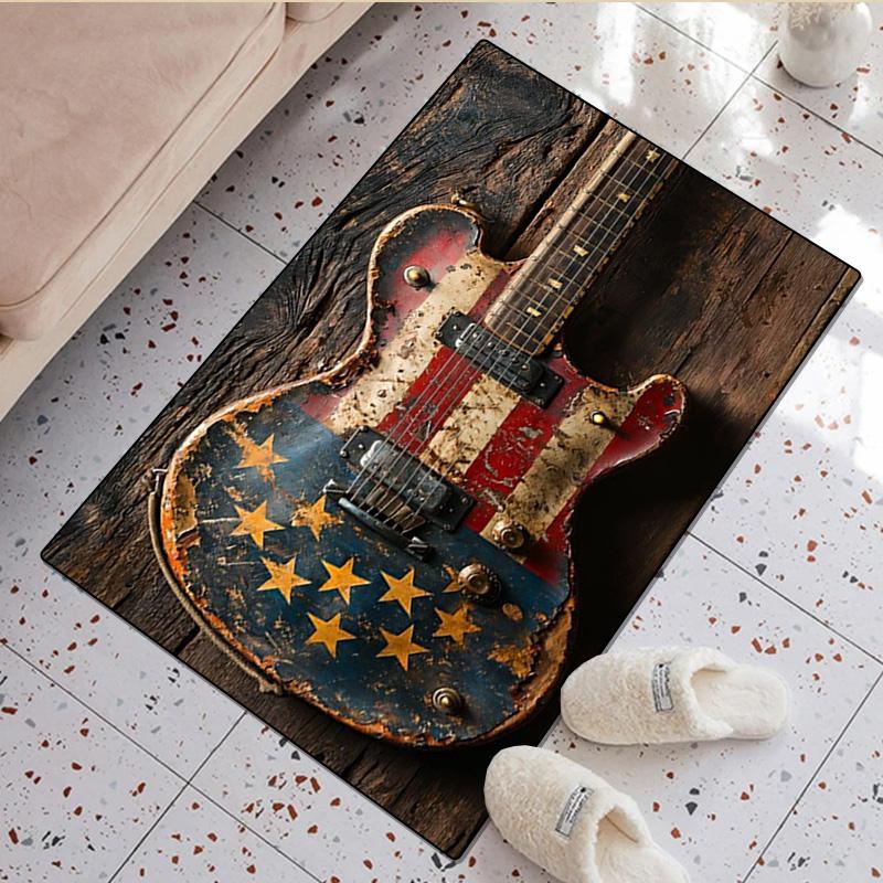1Pc Guitar Print Rug - home decoration Carpet For Living Room Bedroom Flooring Computer Chair Area Rug