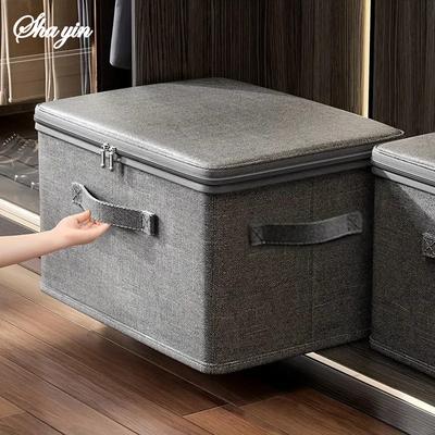 Soft Cover With Zipper Storage Box With Lock, Folding Storage Clothes Box, Organizing Portable Box