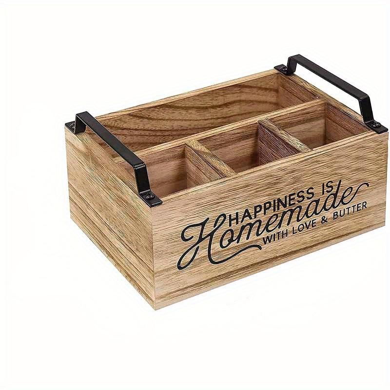 

1 шт. Винтажная кухонная коробка для хранения столовых приборов, коробка для хранения палочек для еды, ножей, вилок, ложек, деревянная настольная коробка для беспорядка для ванной комнаты 1PC