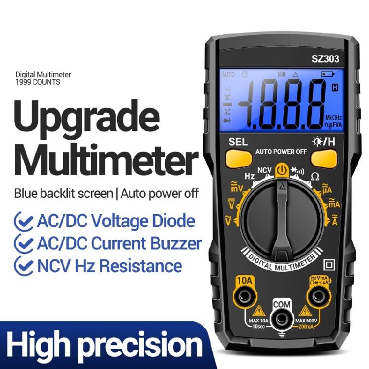 Handheld Digital Multimeter Digital Backlights Ammeter Voltmeter Ohm Voltages Tester Meter for Electrican