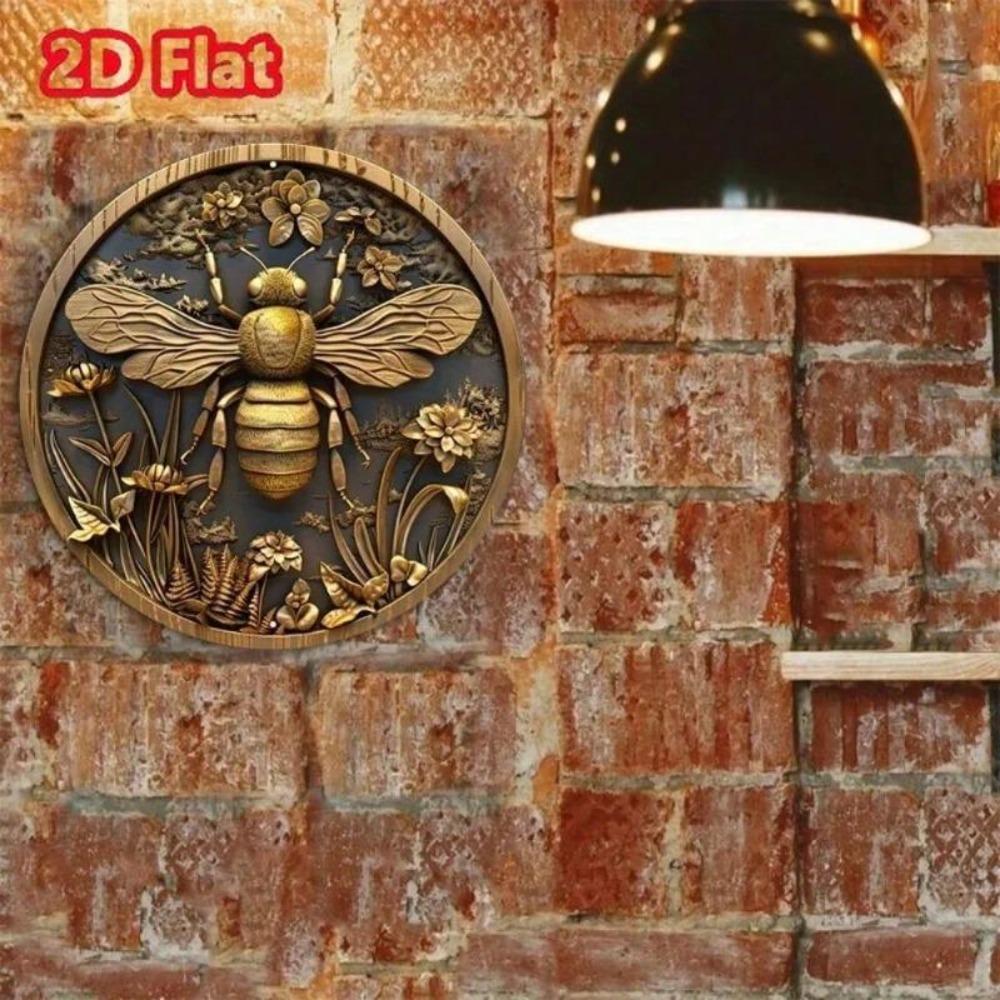Vintage Bee Tin Sign Metal Wall Art Decor for Home Office Farmhouse