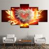 Canvas Painting Heart Fire 5 Pieces Wall Art Painting Modular Wallpapers Poster Print for Living Room Home Decor