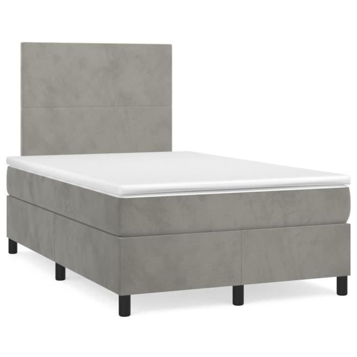 3142893 vidaXL Divan Bed and Mattress Light Grey 120x200cm Velvet