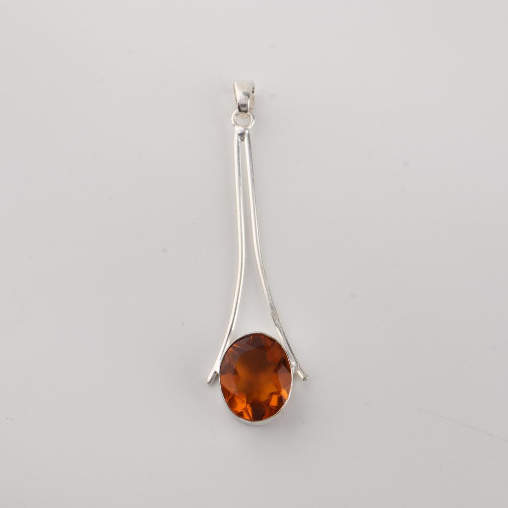 Citrine Gemstone 925 Sterling Silver Women Jewelry Women Wedding Pendant 1.79" PP-69-7