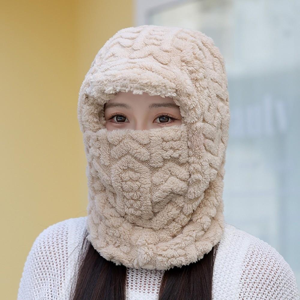 Polyester Warm Wrap Head Hat Solid Color Compact Cap Scarf Ski Windproof Cap Women