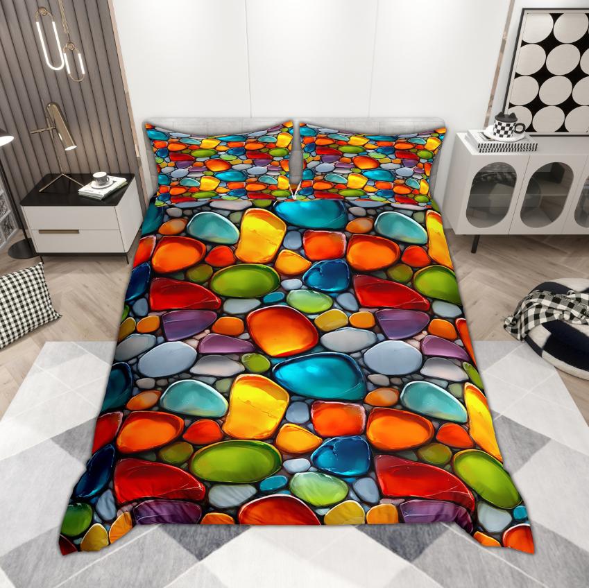 Homewish Modern Geometric Duvet Cover Set 2Pcs/3Pcs Abstract Artwork Bedding Contemporary Minimalism Quilt Cover Set
