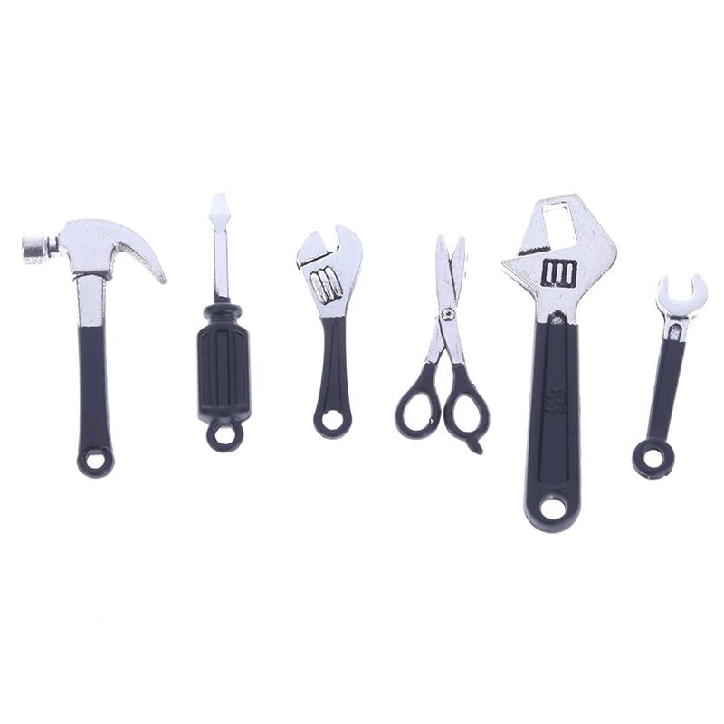 6 ks/sada Mini domeček pro panenky opravárenské sady Příslušenství Nábytek s kladivem Hračky