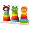 Wooden Animal Stacking Tower - Educational Shape Recognition Toy for Toddlers