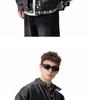 Men's Retro High-End Leather Motorcycle Jacket with Stand Collar - Loose Fit, Plus Size, Fashionable Casual Outerwear.
