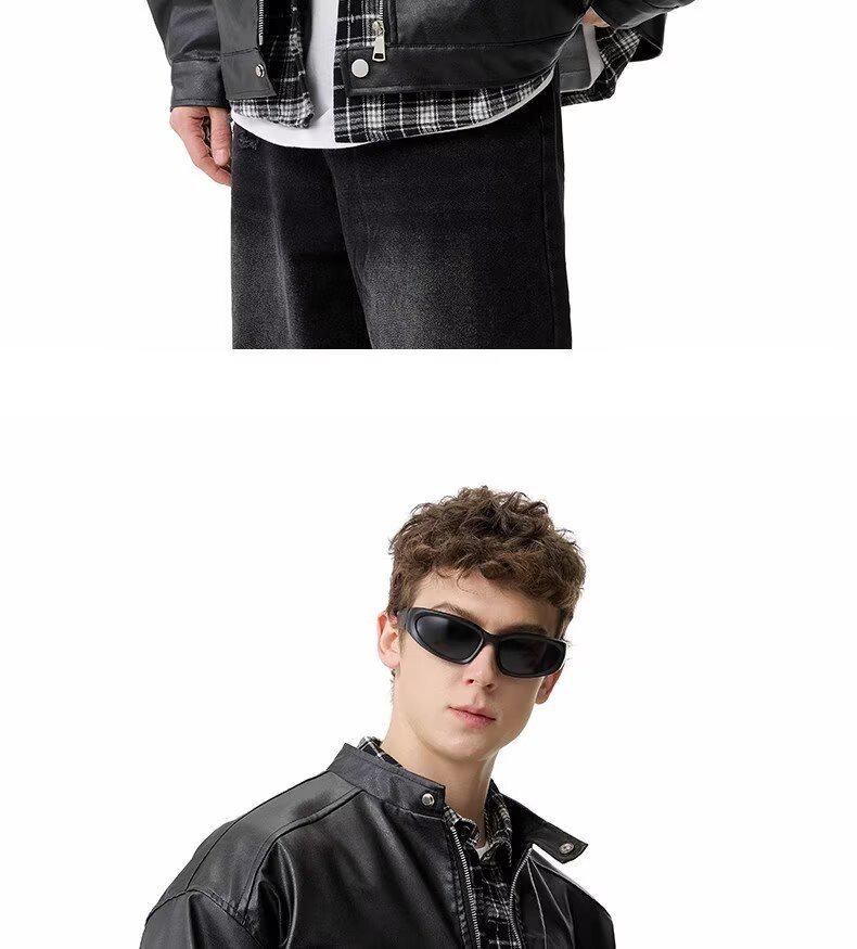 Men's Retro High-End Leather Motorcycle Jacket with Stand Collar - Loose Fit, Plus Size, Fashionable Casual Outerwear.